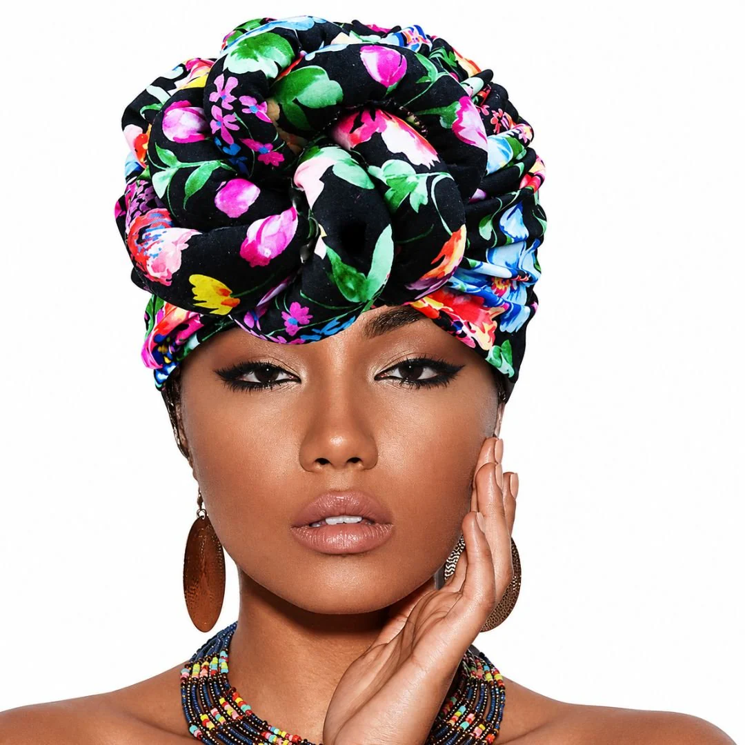 12PCS - Flower Pattern Printed Turban Hats