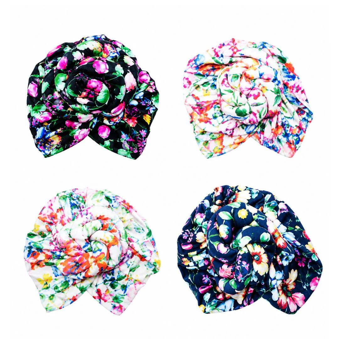 12PCS - Flower Pattern Printed Turban Hats - Image 2