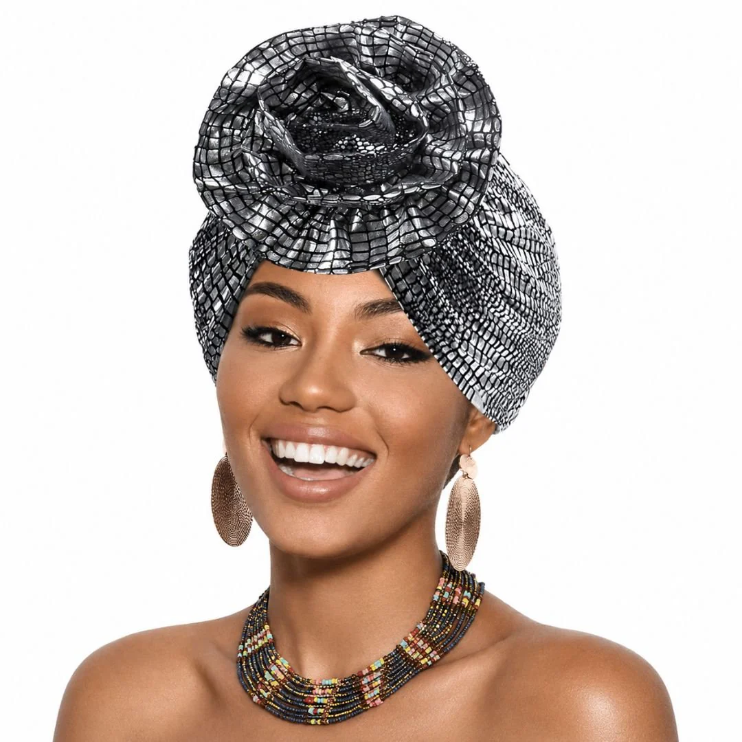 12PCS - Metallic Turban Hats