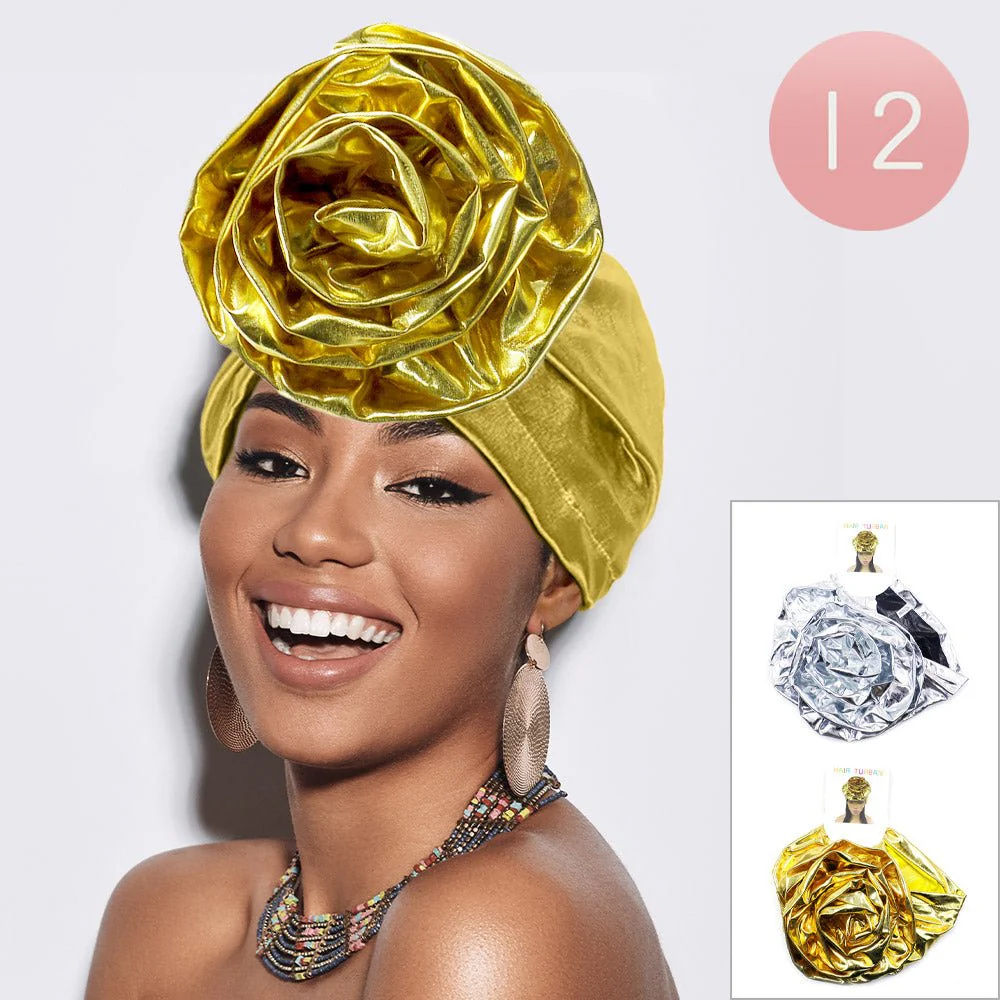12PCS - Metallic Turban Hats - Image 2