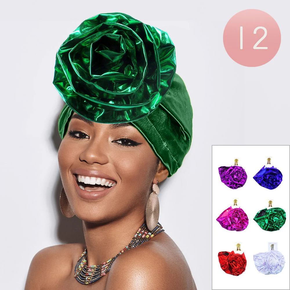 12PCS - Metallic Turban Hats - Image 3
