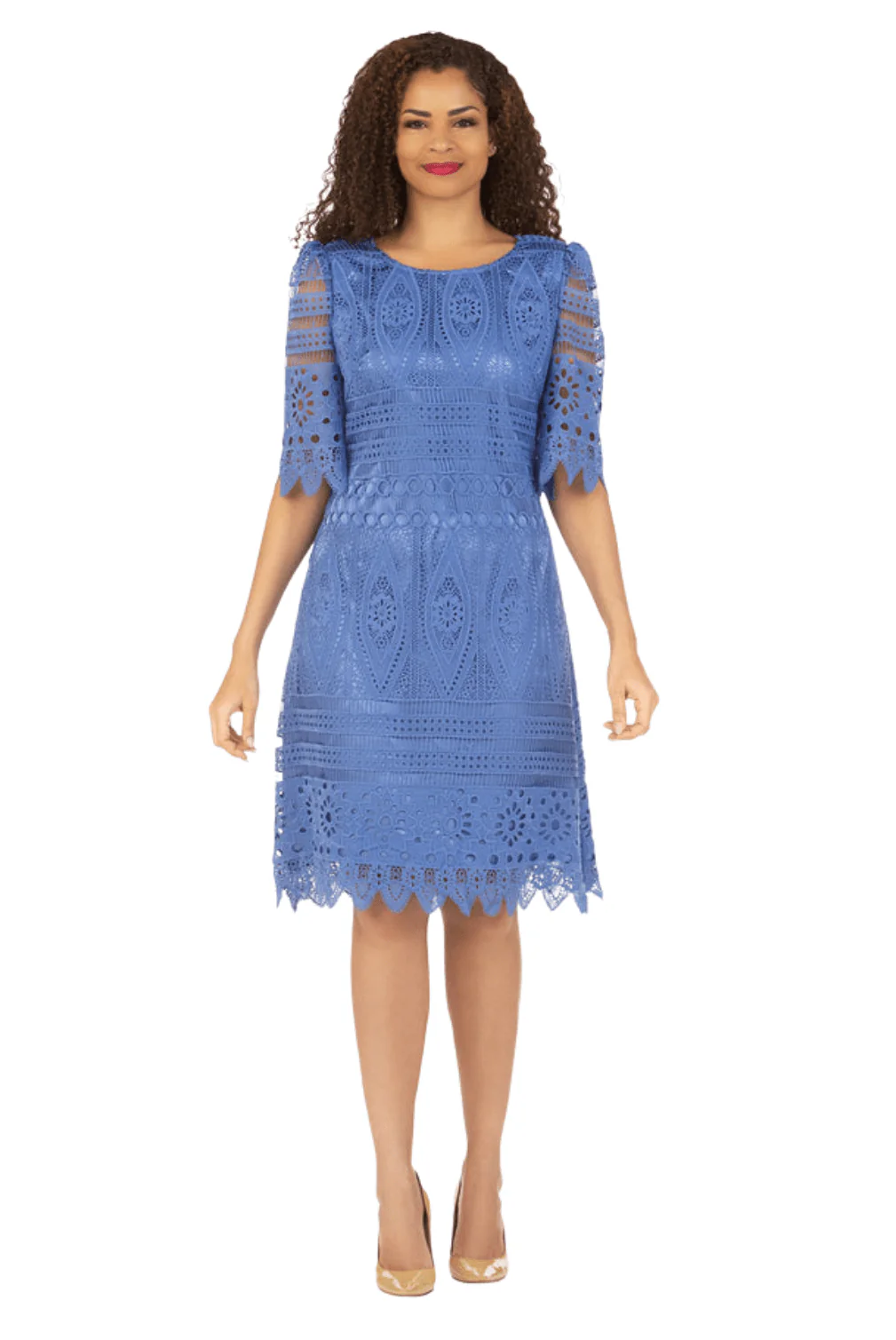 1pc Elbow Length Slv Lux Lace Shift Dress - Image 5