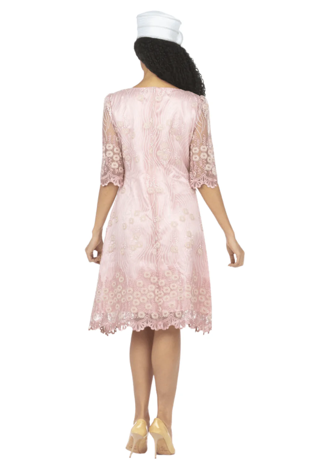 1pc Short Slv Lux Lace A-line Dress - Image 2