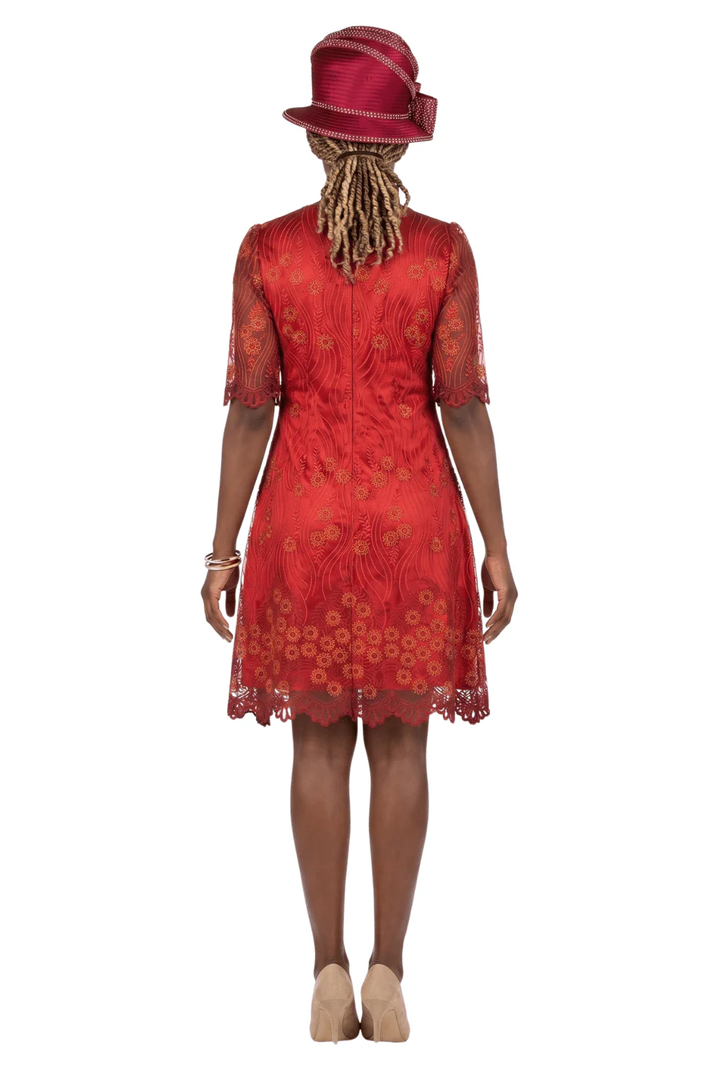 1pc Short Slv Lux Lace A-line Dress - Image 5
