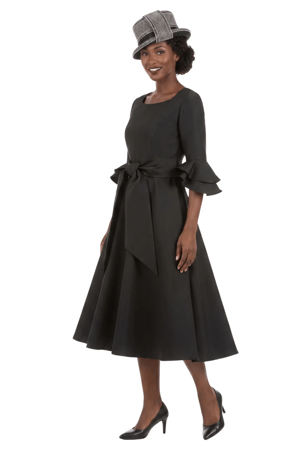 1pc Silky Twill Fit&Flare Drs w/ Belt - Image 3