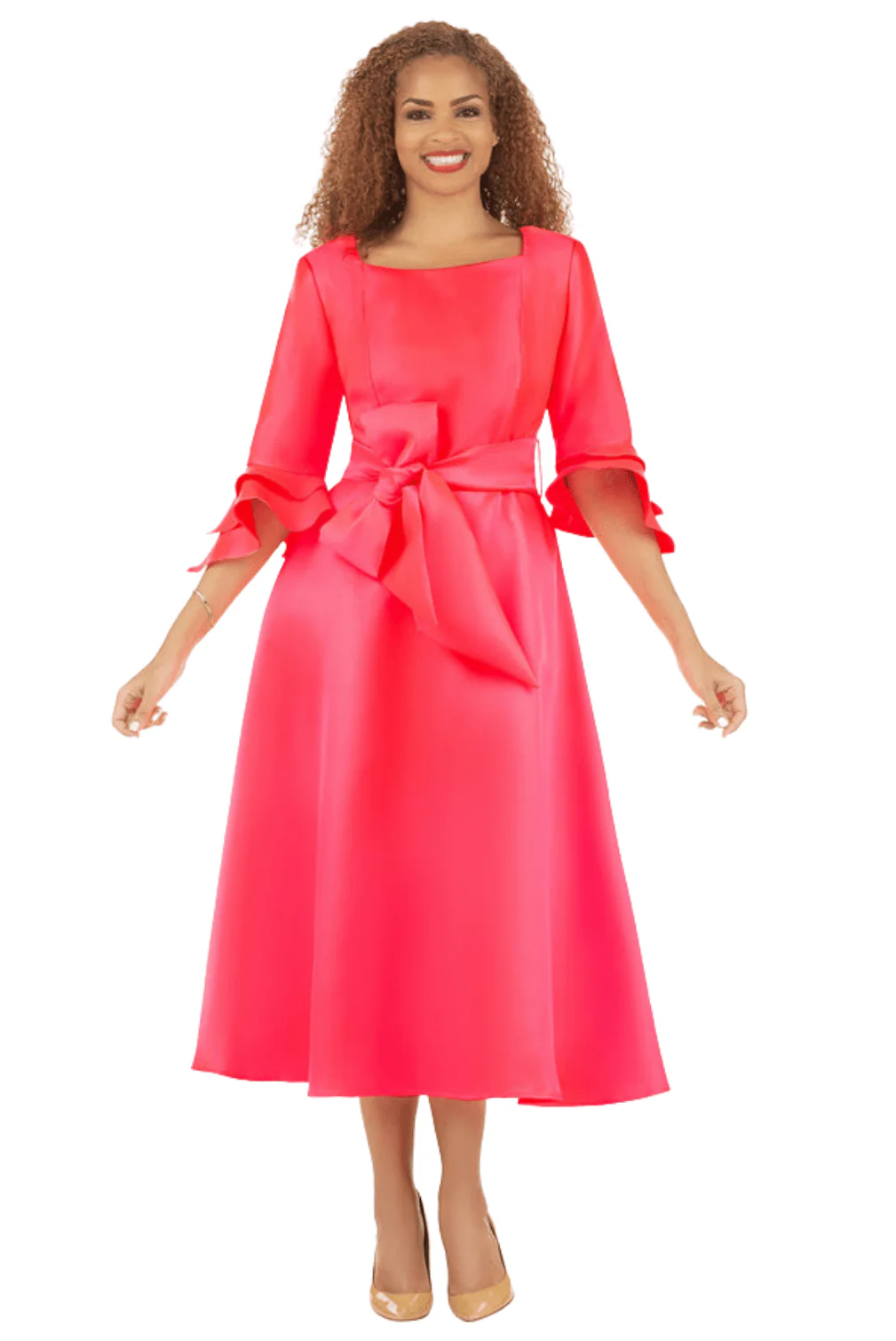 1pc Silky Twill Fit&Flare Drs w/ Belt - Image 4