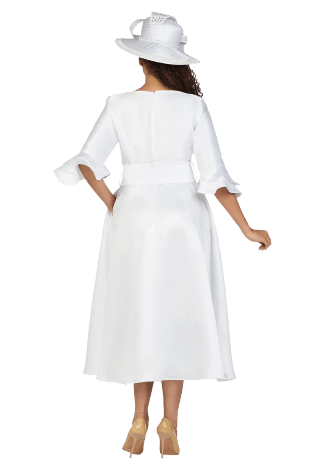 1pc Silky Twill Fit&Flare Drs w/ Belt-Plus Size - Image 2