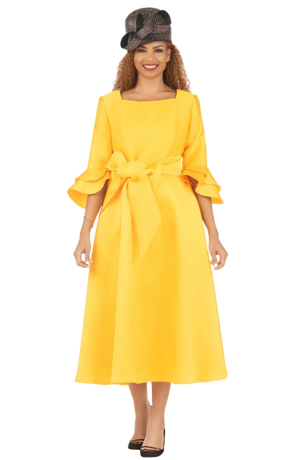 1pc Silky Twill Fit&Flare Drs w/ Belt-Plus Size - Image 5