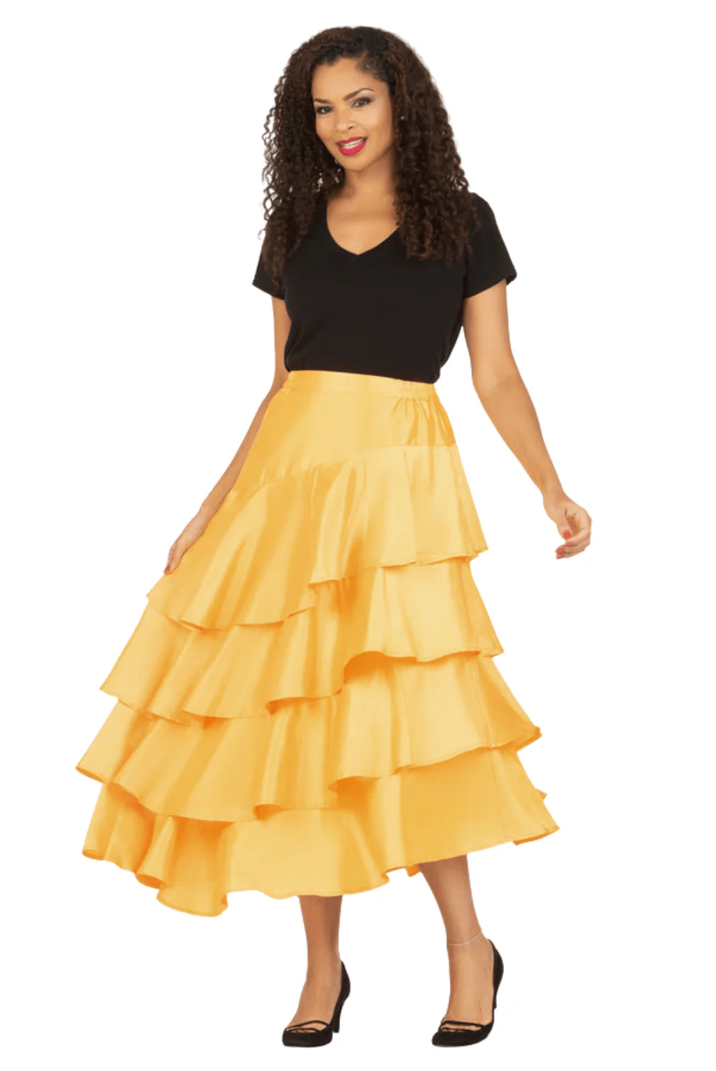 1pc Uneven Sweep Shantung Tiered Skirt