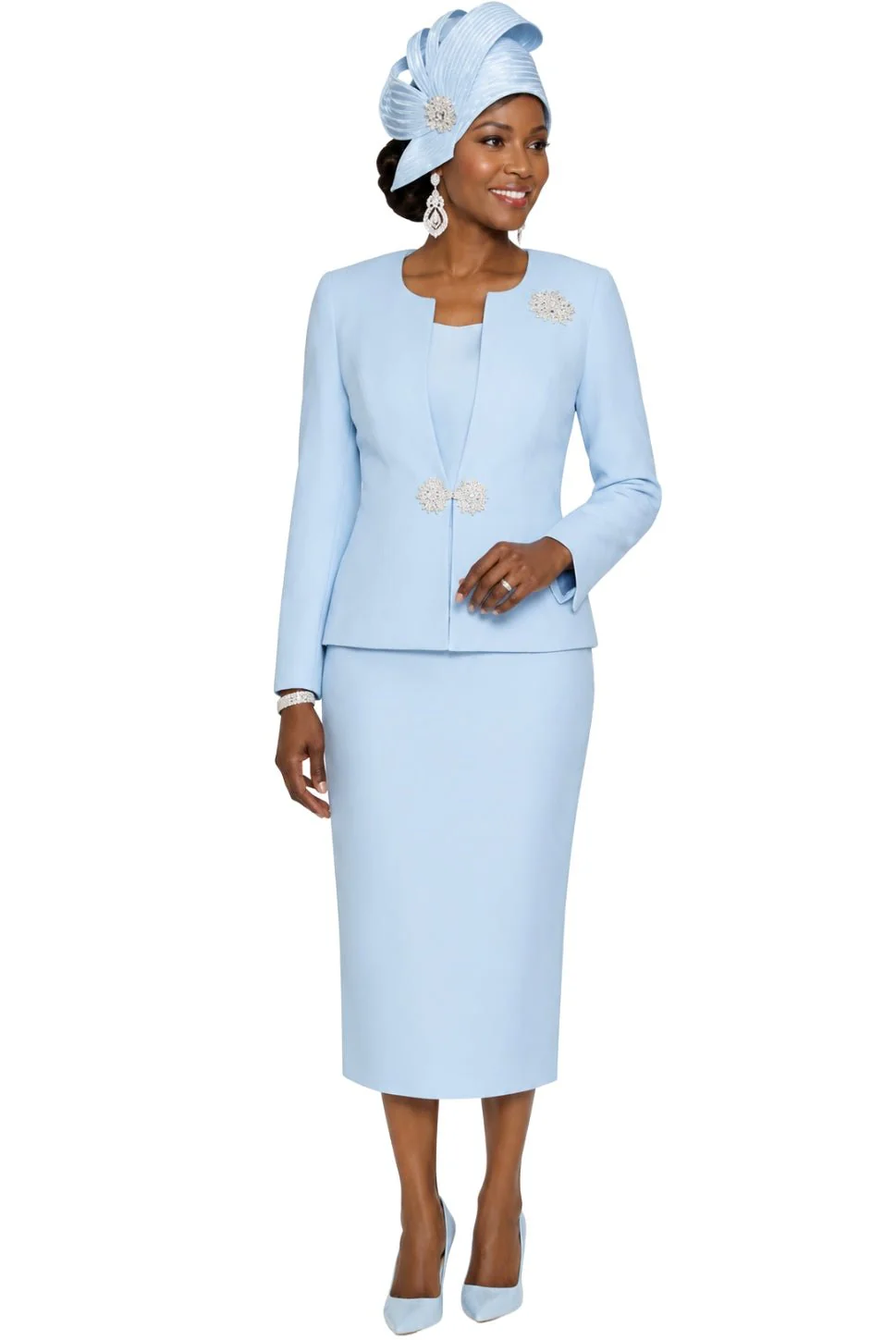 2-Piece Skirt Suit with Rhinestone Accents Lily & Taylor