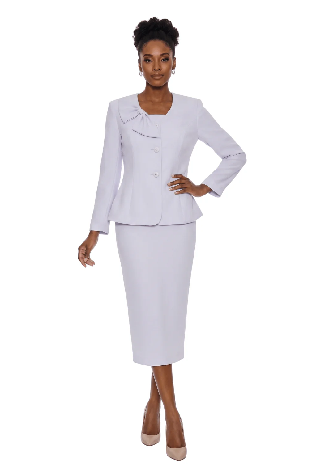 2pc Bow Neck Skirt Suit