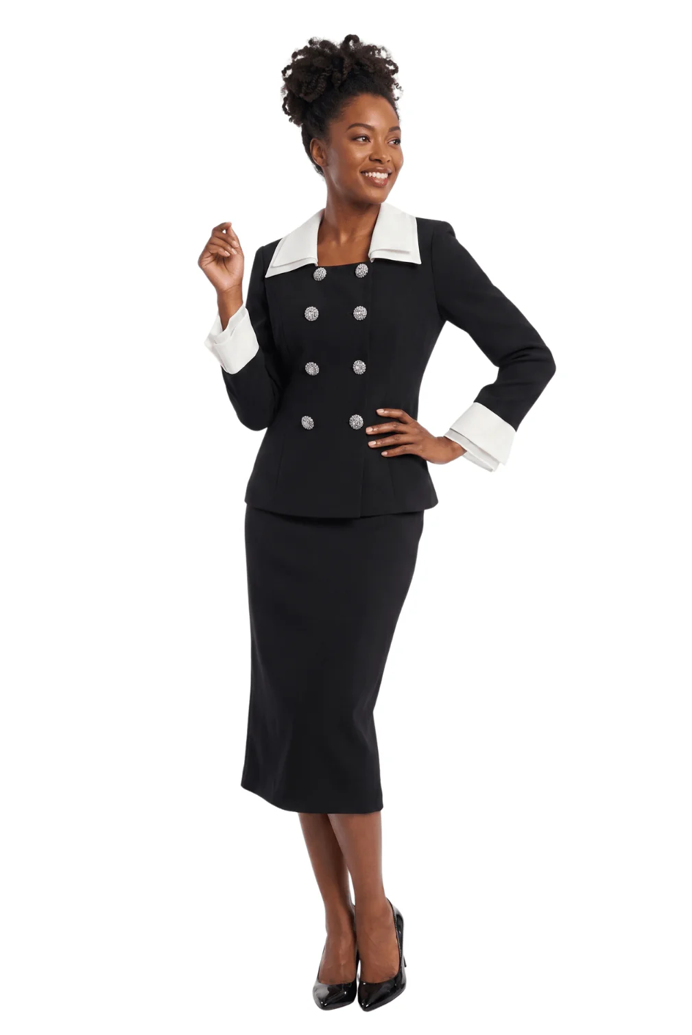 2pc Dbl Breasted Skt Suit w/ Ogz Collar&Cuff-Plus - Image 2