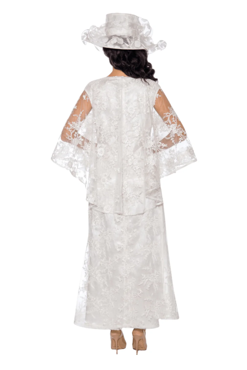2pc Lace Dress & Hi-Lo Pull Over Lace Cape - Plus size - Image 6