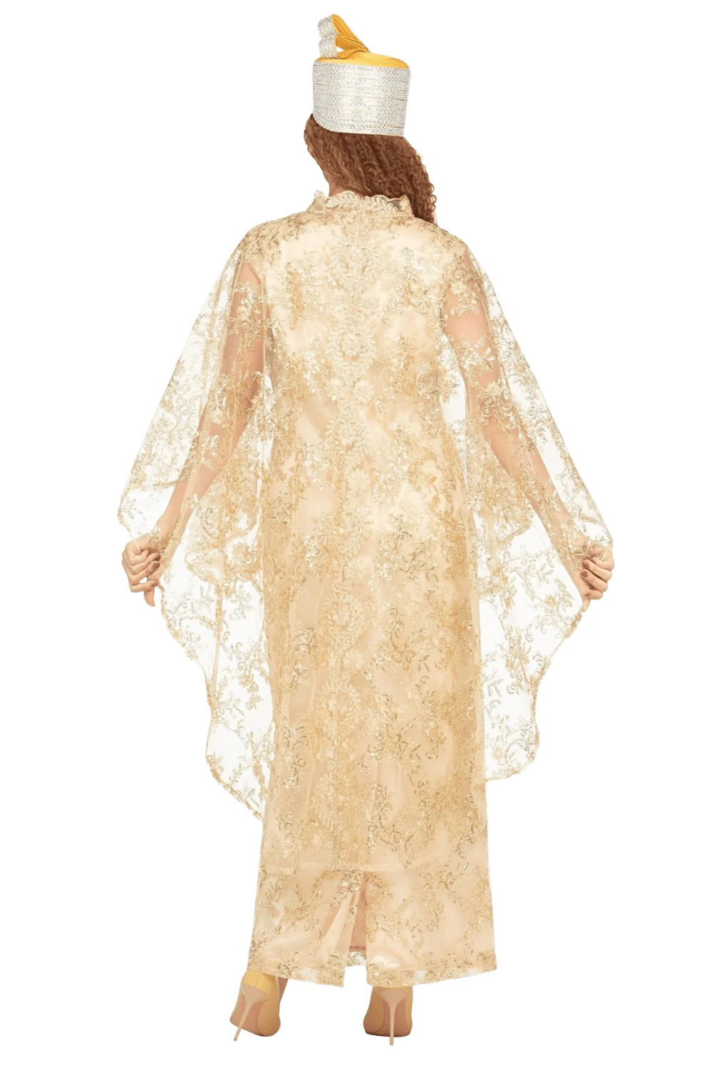 2pc Lux Sequined Lace Drs + Hi-low Cape - Image 5