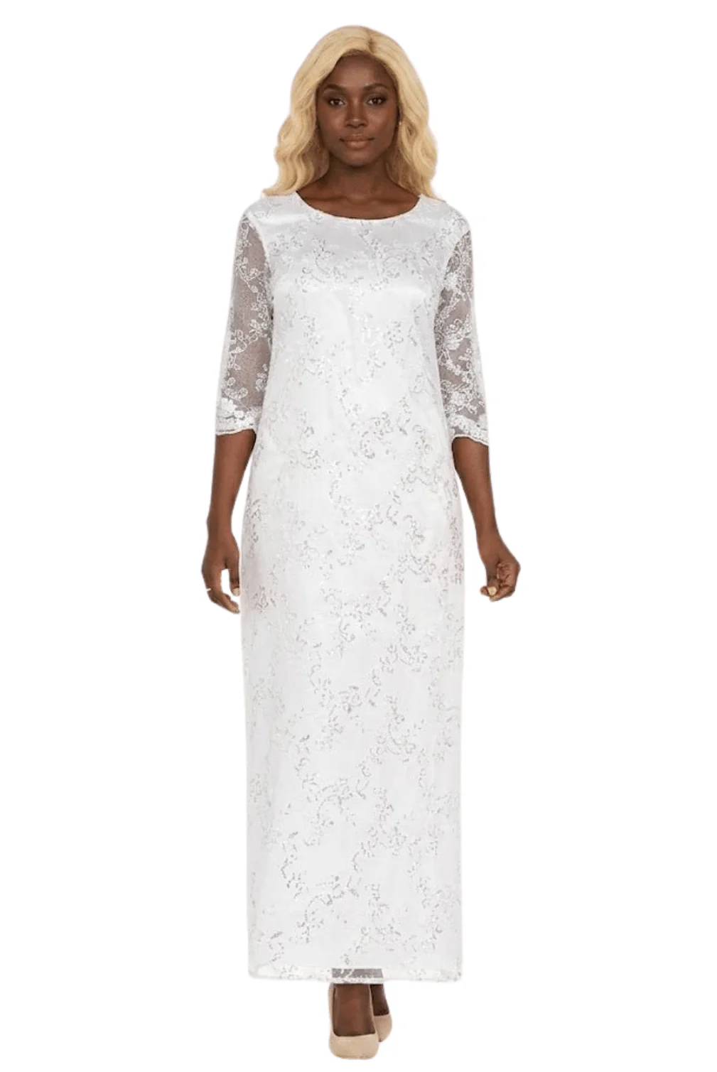 2pc Lux Sequined Lace Drs + Hi-low Cape-Plus - Image 2