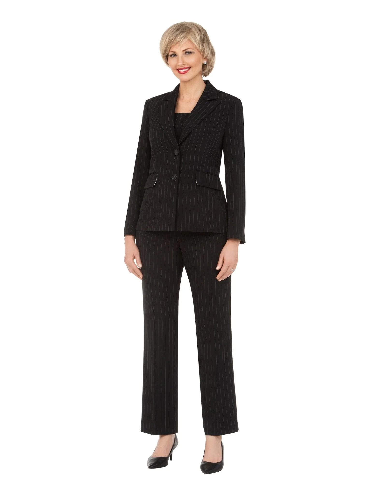 2pc Notch Collar Jkt+Pants Suit-Plus - Image 6