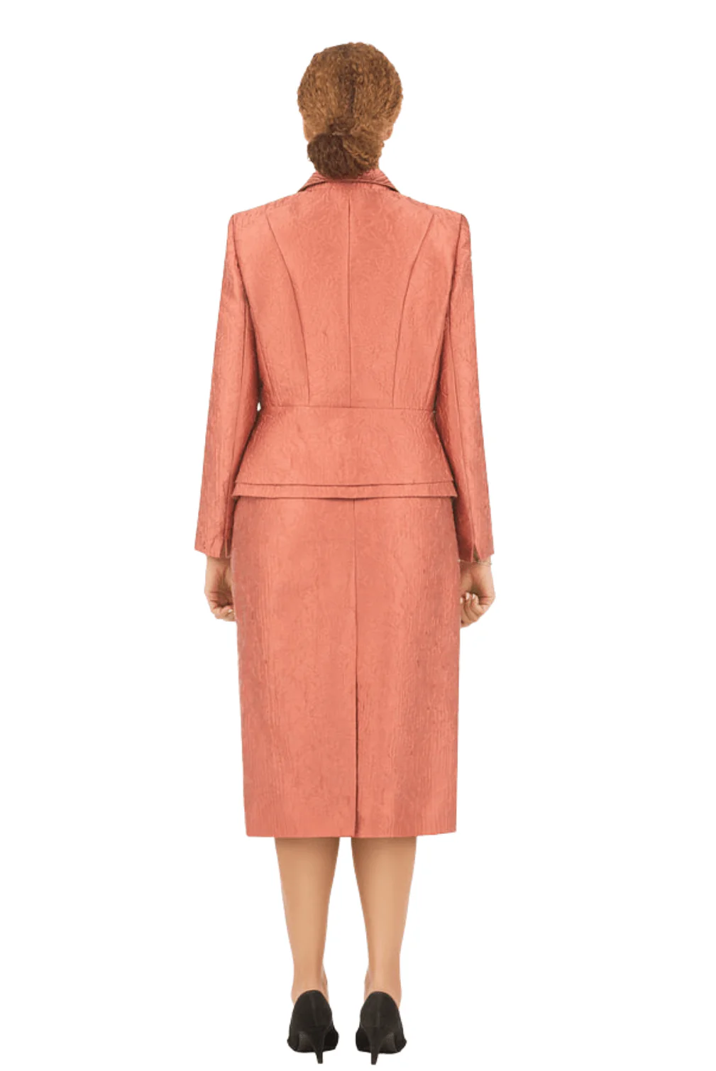 2pc Peplum Jkt+Skirt Suit in Brocade-Plus - Image 2