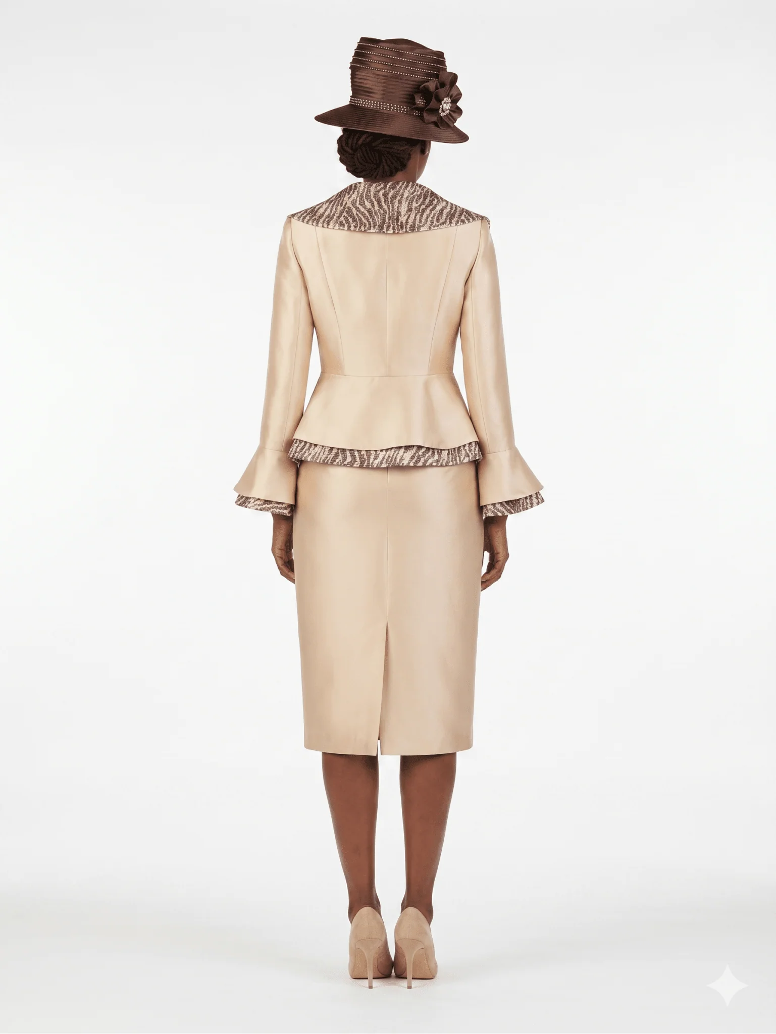 2pc Shawl Collar Uneven Jkt Sweep Skt Suit-Plus - Image 3