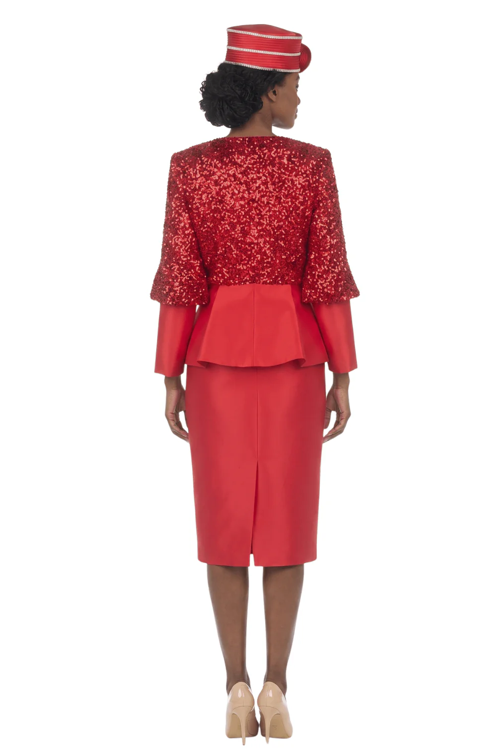 2pc Silky Twill Skt Suit w/ Seq Jkt and Brch - Image 4