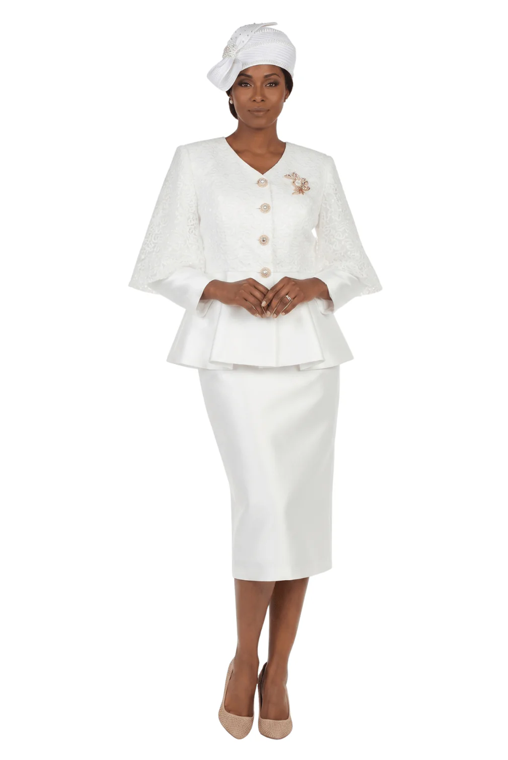 2pc Silky Twill Skt Suit w/ Seq Jkt and Brch-Plus - Image 2