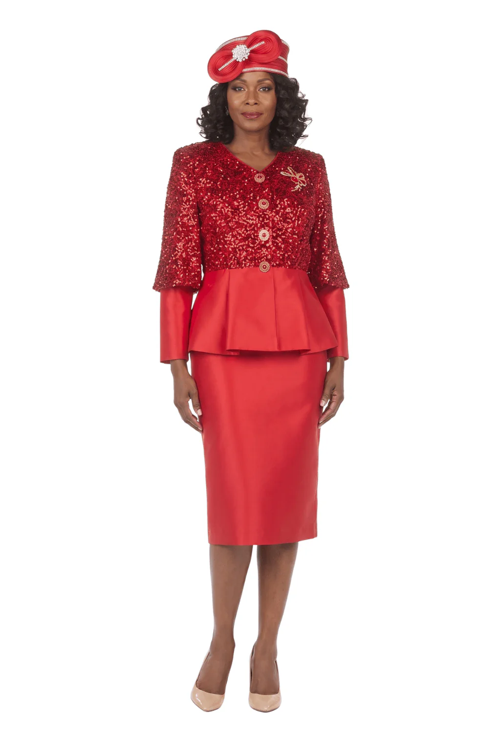 2pc Silky Twill Skt Suit w/ Seq Jkt and Brch-Plus - Image 3
