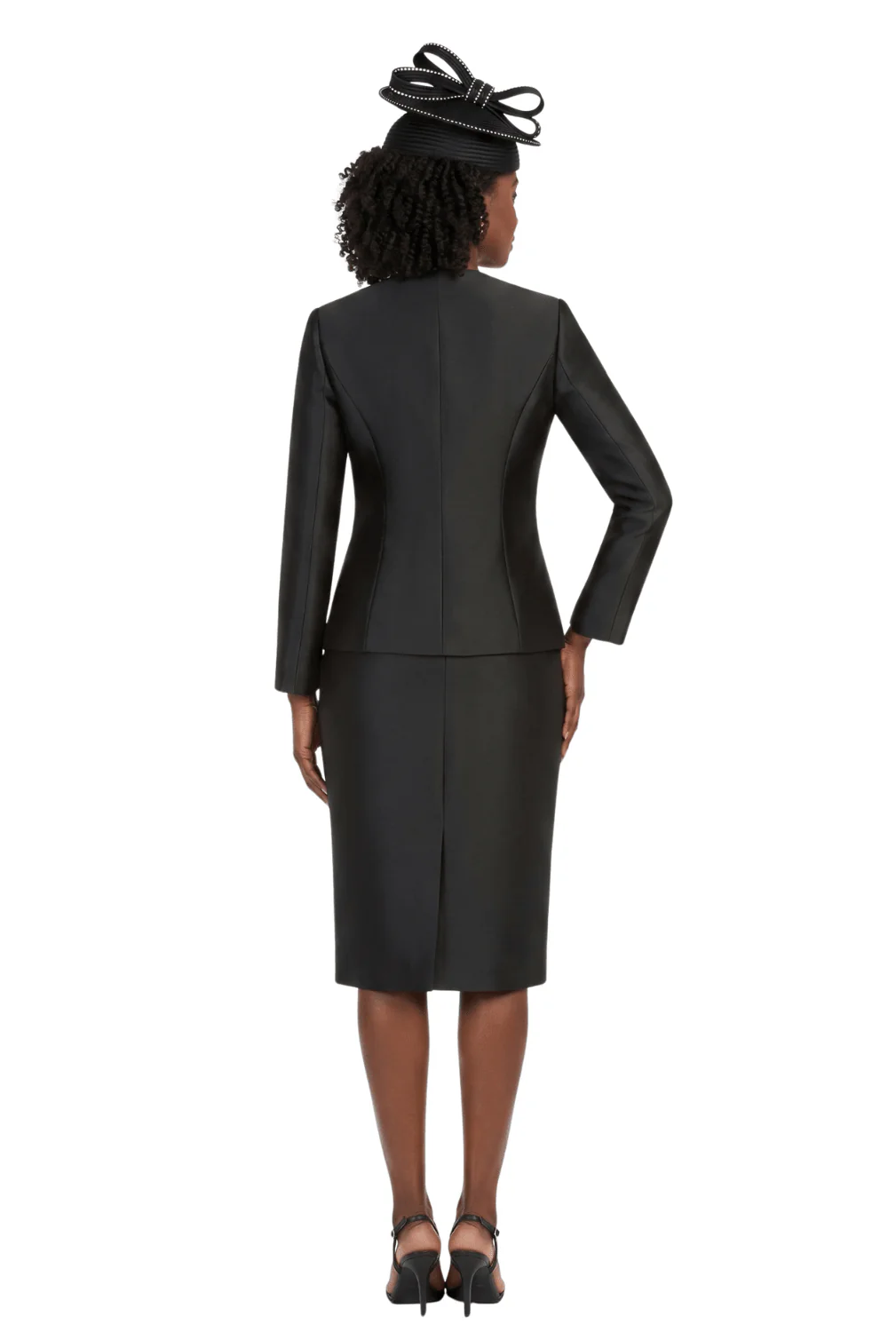 2pc Silky Twill Two-Tone Skt Suit w/ Rhinestones - Image 2