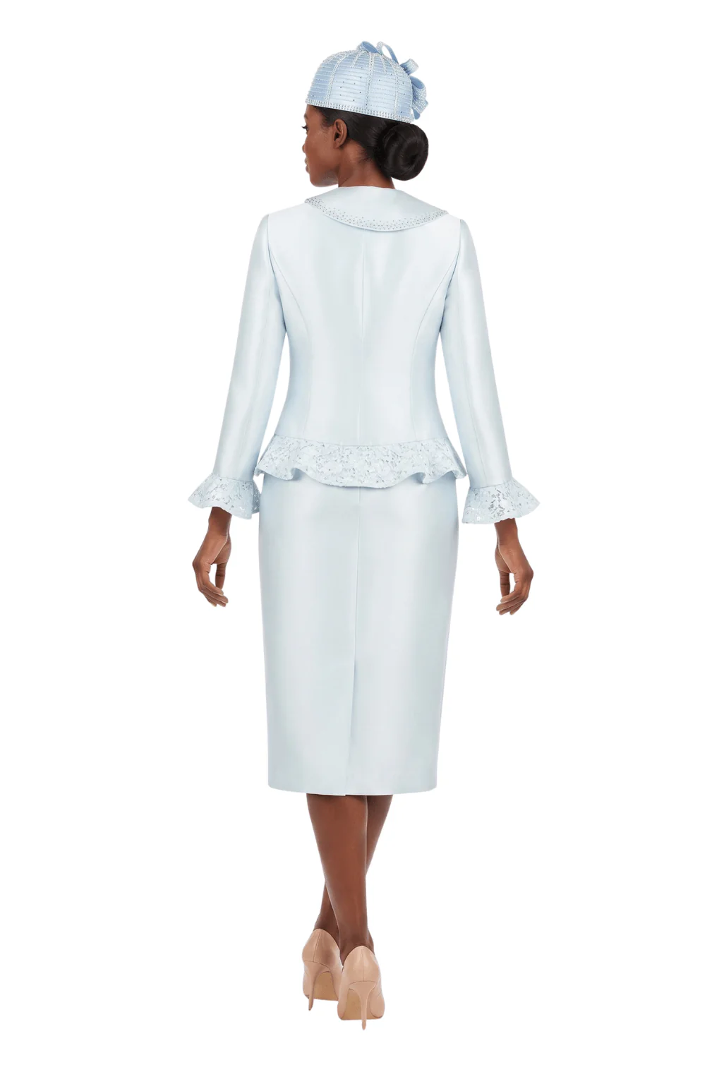 2pc Silky Twl Skt Suit w/ Rfl&Seq Lace-Plus - Image 2