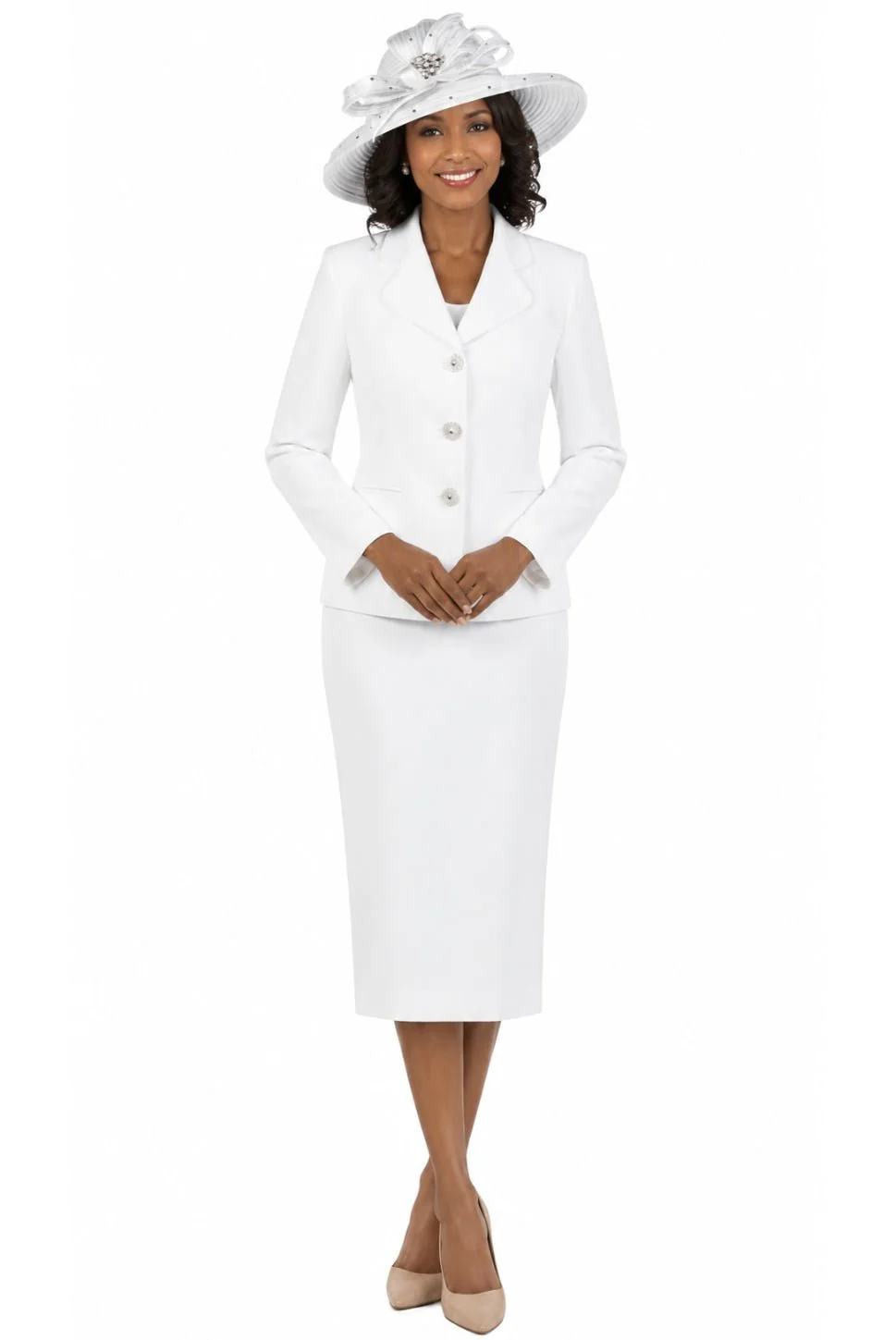 2pc Vintage Lapel 3-button Skirt Suit - Image 3