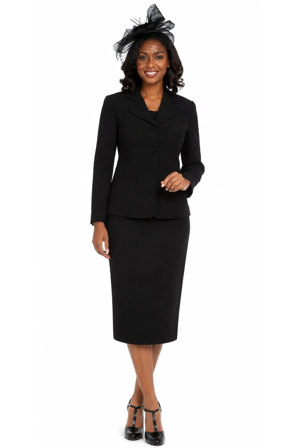 2pc Vintage Lapel 3-button Skirt Suit - Image 4