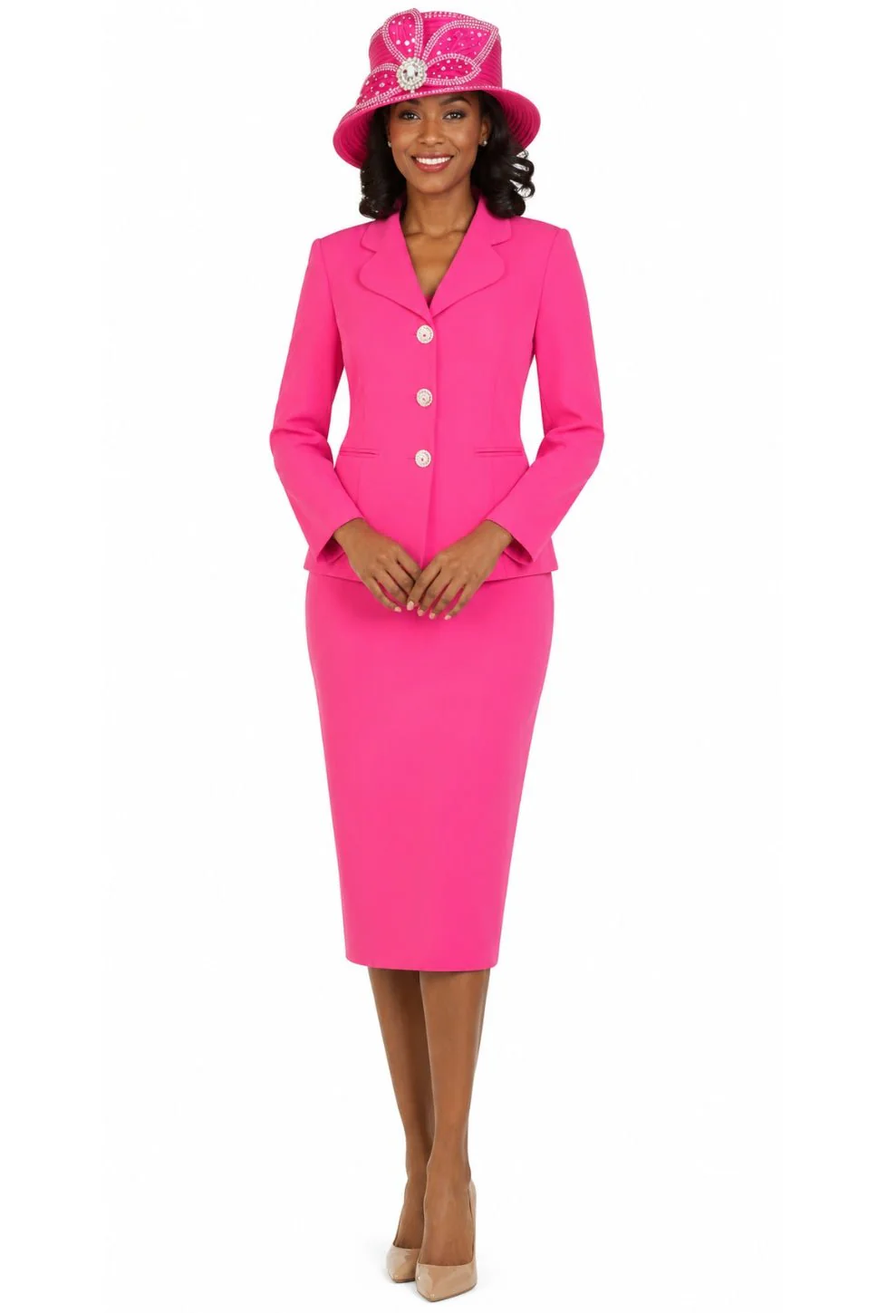 2pc Vintage Lapel 3-button Skirt Suit - Image 5
