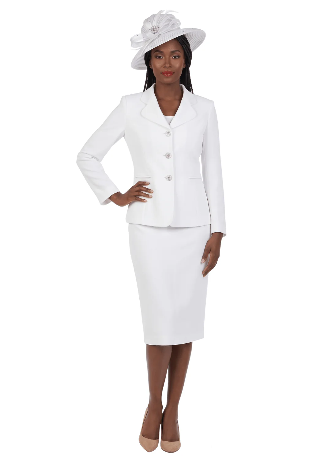 2pc Vintage Lapel 3-button Skirt Suit-Plus - Image 6
