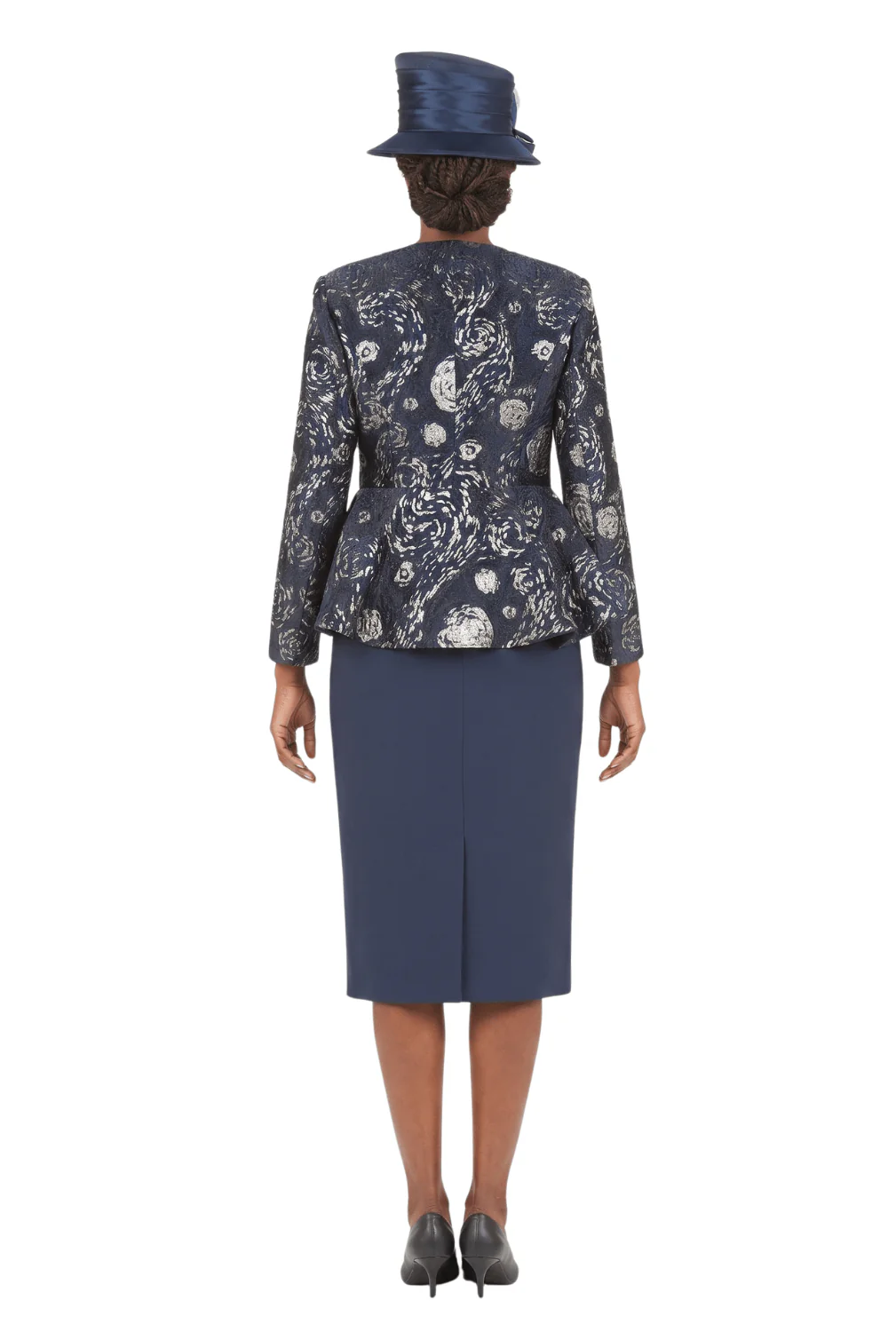 3pc Brocade&Crkl Satin Peplum Skt Suit-Plus - Image 5