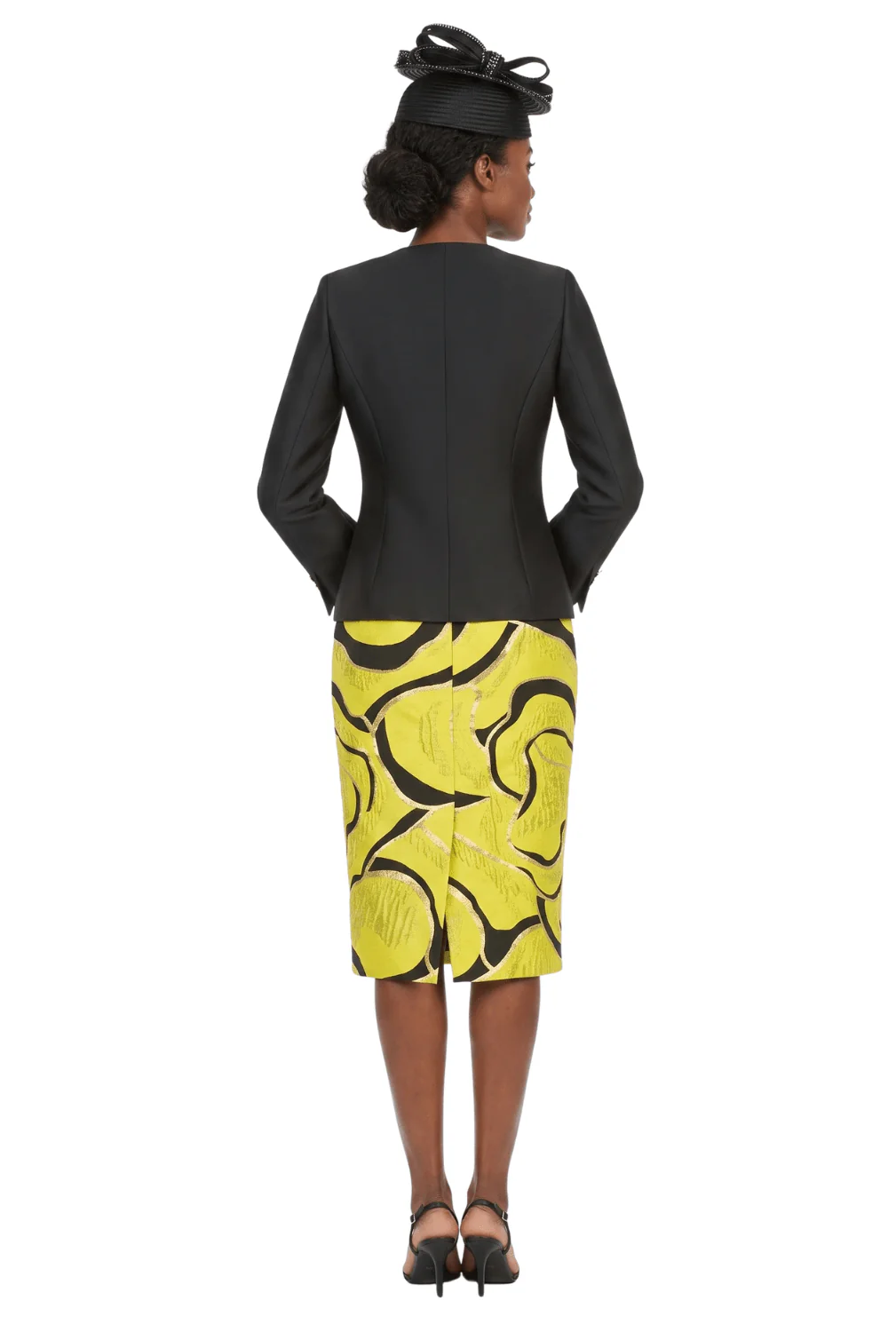 3pc Brocade+Silky Twill Skirt Suit w/ Beads-Plus - Image 2