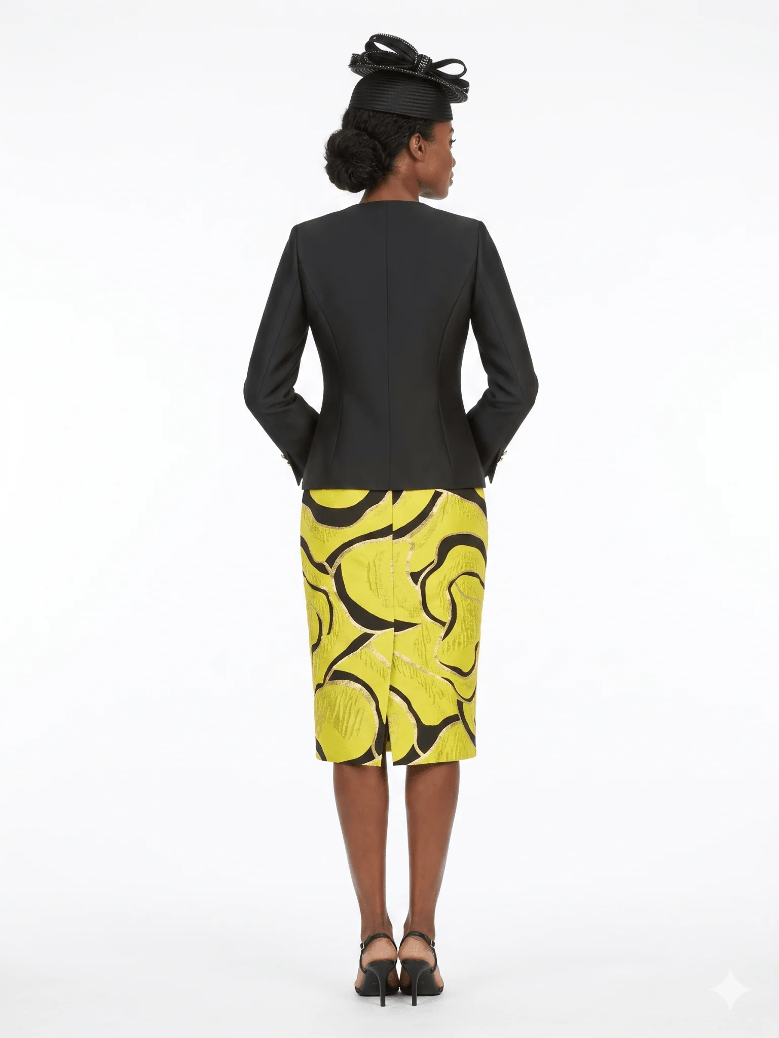 3pc Brocade+Silky Twill Skirt Suit w/ Beads-Plus - Image 5