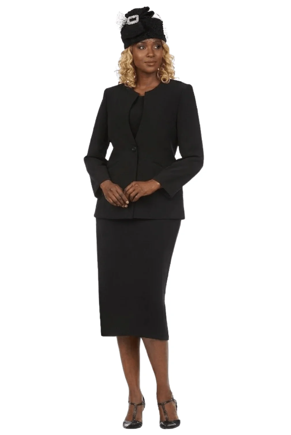 3pc Collarless 1-button Basic Suit - Plus