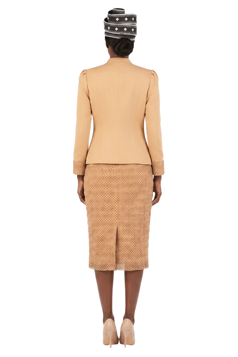 3pc Dotted Textured Lace Combo Skt Suit - Image 3