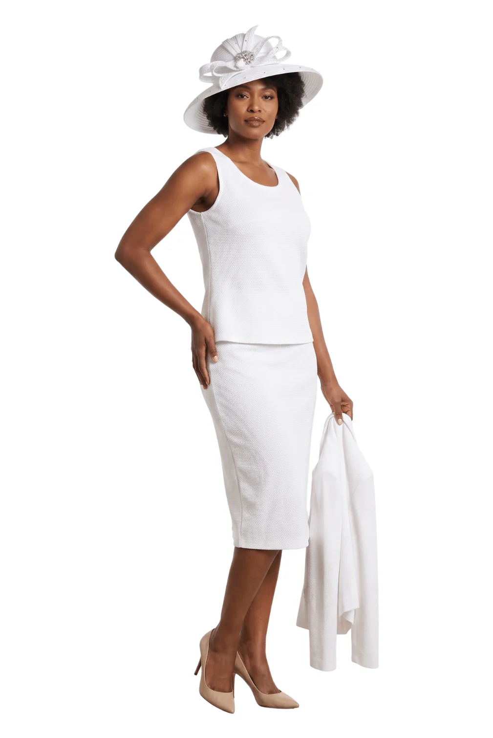 3pc Embellished Clean Lines Skirt Suit - Image 3
