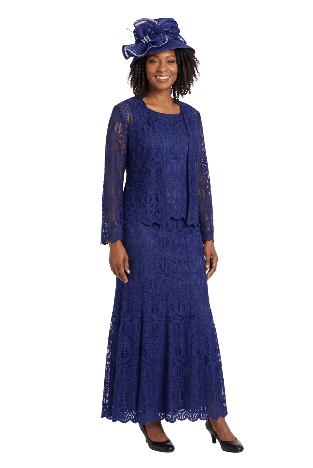 3pc Lux Lace Skirt Suit w/ Scallop Hems - Image 3