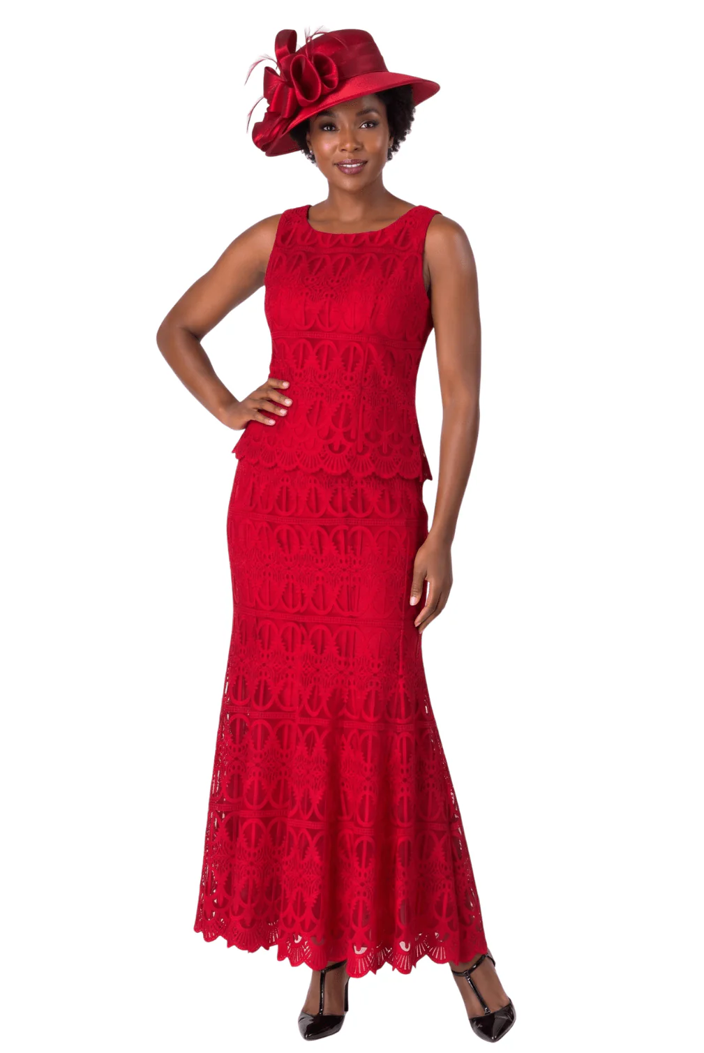 3pc Lux Lace Skirt Suit w/ Scallop Hems-Plus Size - Image 11