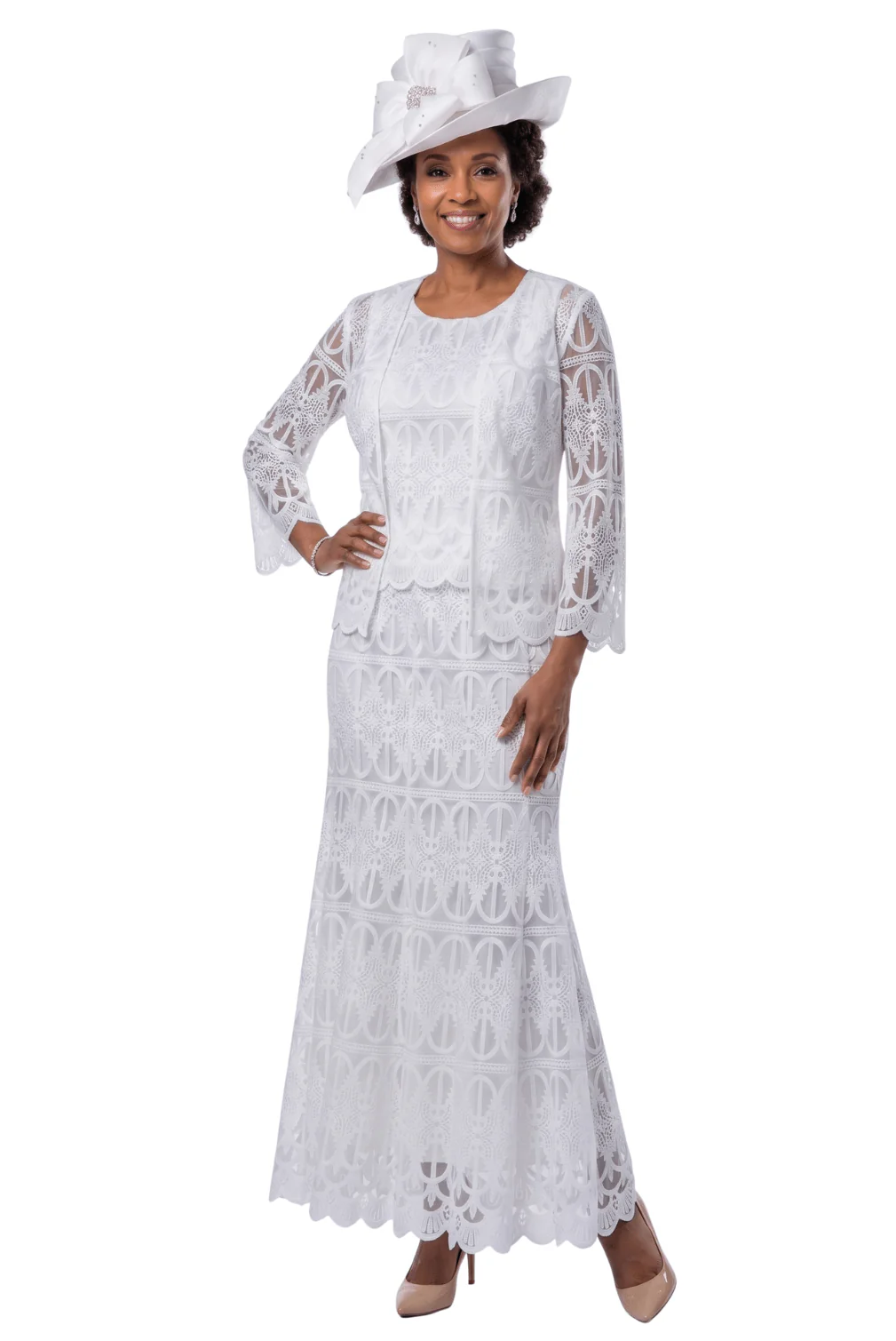 3pc Lux Lace Skirt Suit w/ Scallop Hems-Plus Size - Image 4