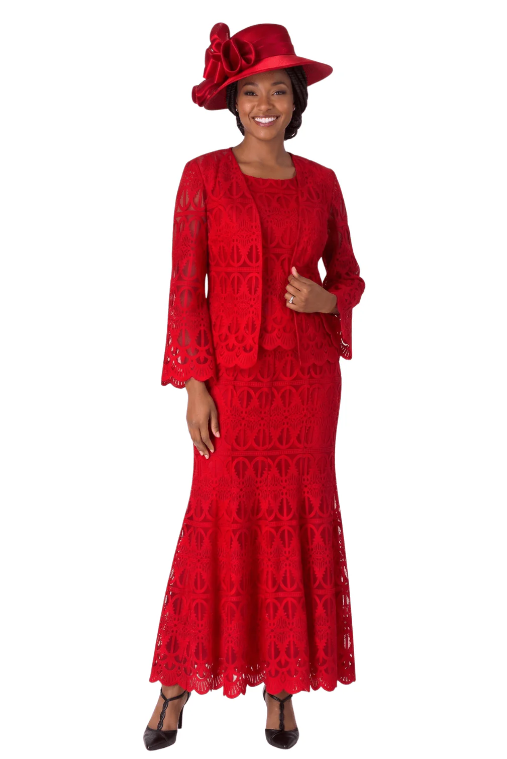 3pc Lux Lace Skirt Suit w/ Scallop Hems-Plus Size - Image 9