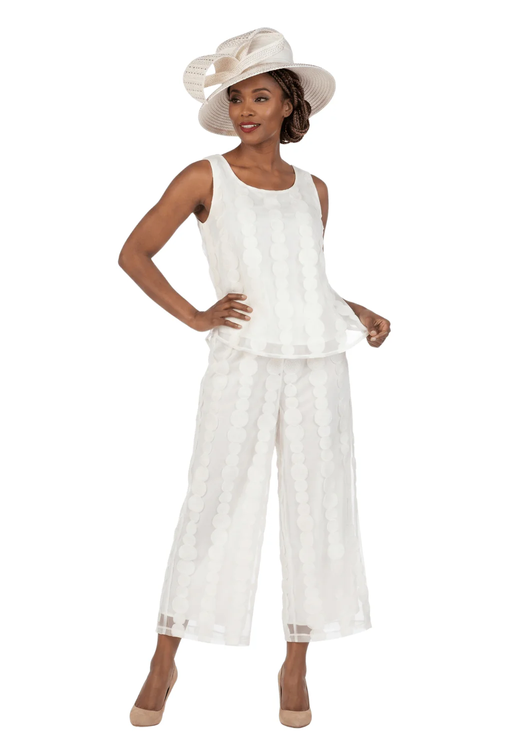 3pc Sheer Long Jkt, Cami+Pants Set-Plus - Image 3