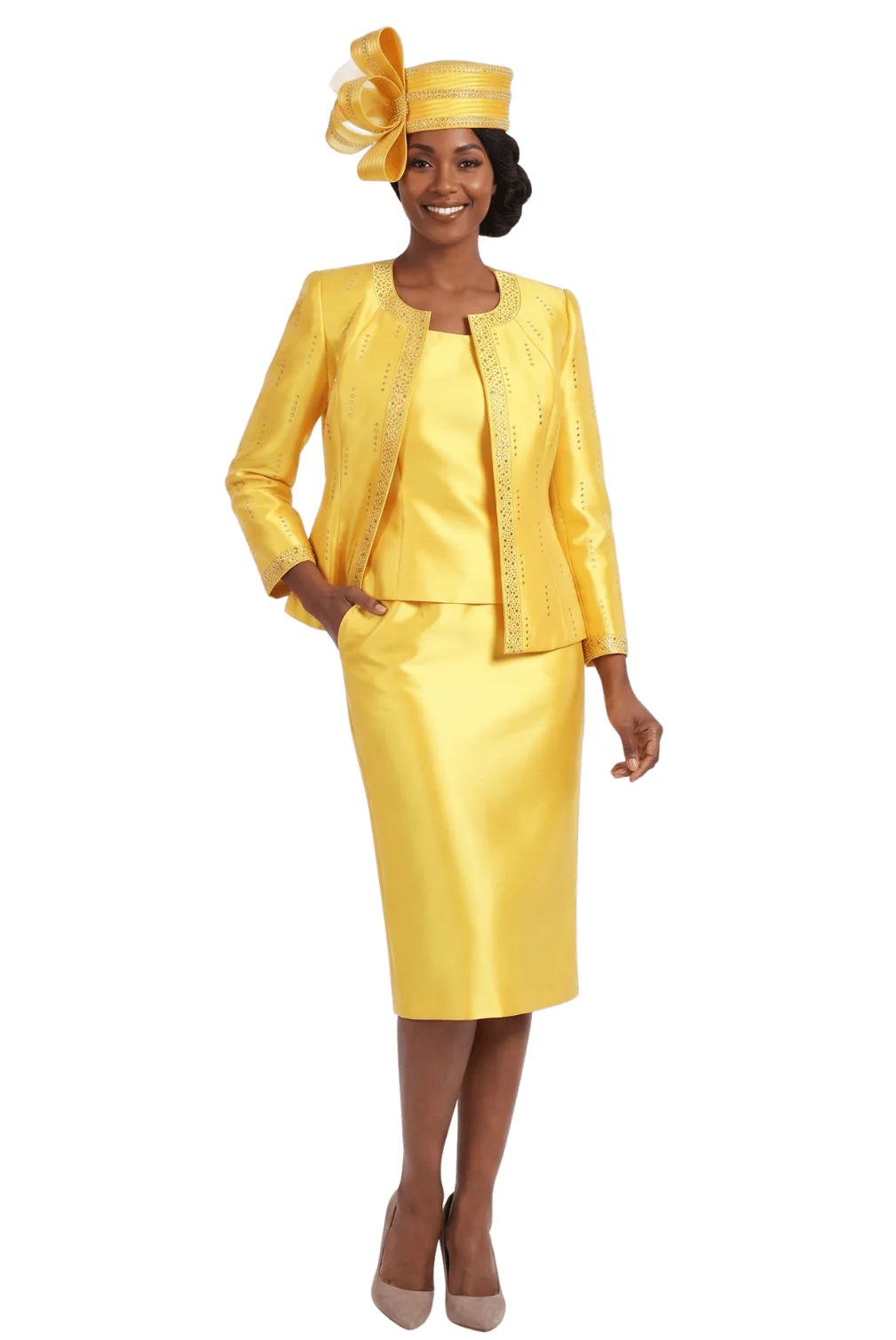 3pc Silky Twill Skt Suit w/ Meteoric Stones