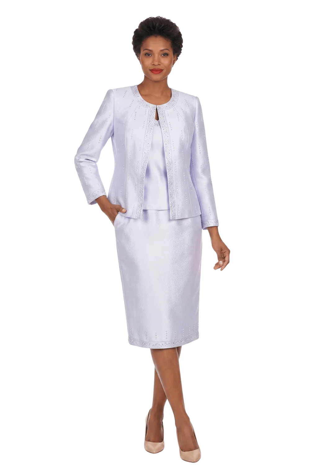 3pc Silky Twill Skt Suit w/ Meteoric Stones - Image 10