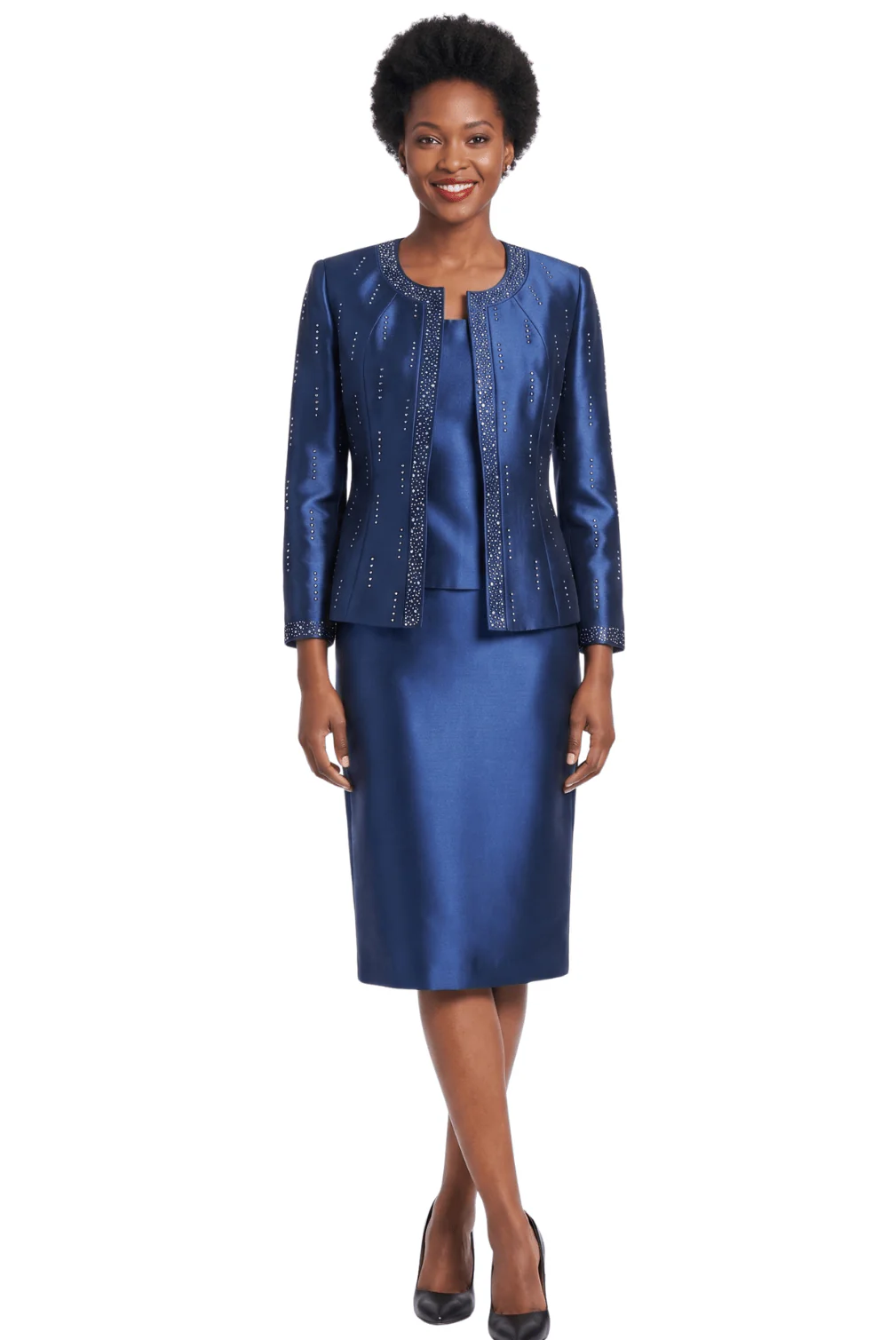 3pc Silky Twill Skt Suit w/ Meteoric Stones - Image 2