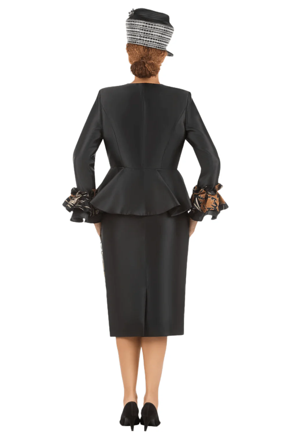 3pc Silky Twl+Lace Skt Suit w/ Cuff Dtl-Plus - Image 3