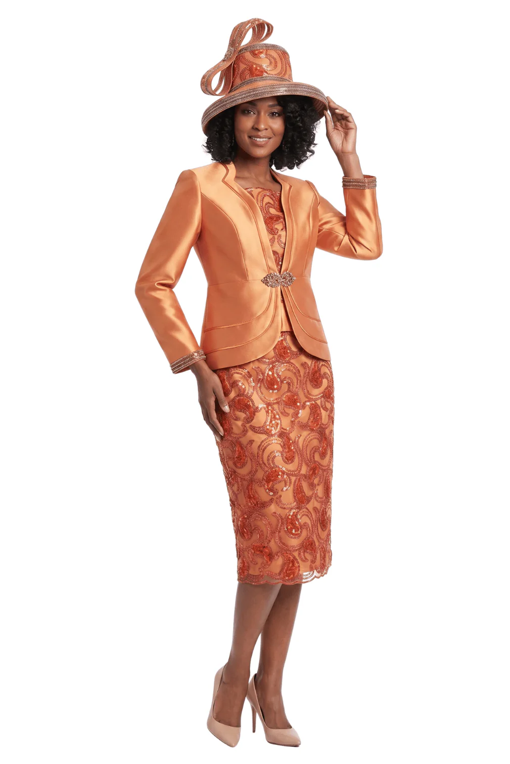 3pc Silky Twl Skt Suit w/ Std&Seq Lace Dtl-Plus