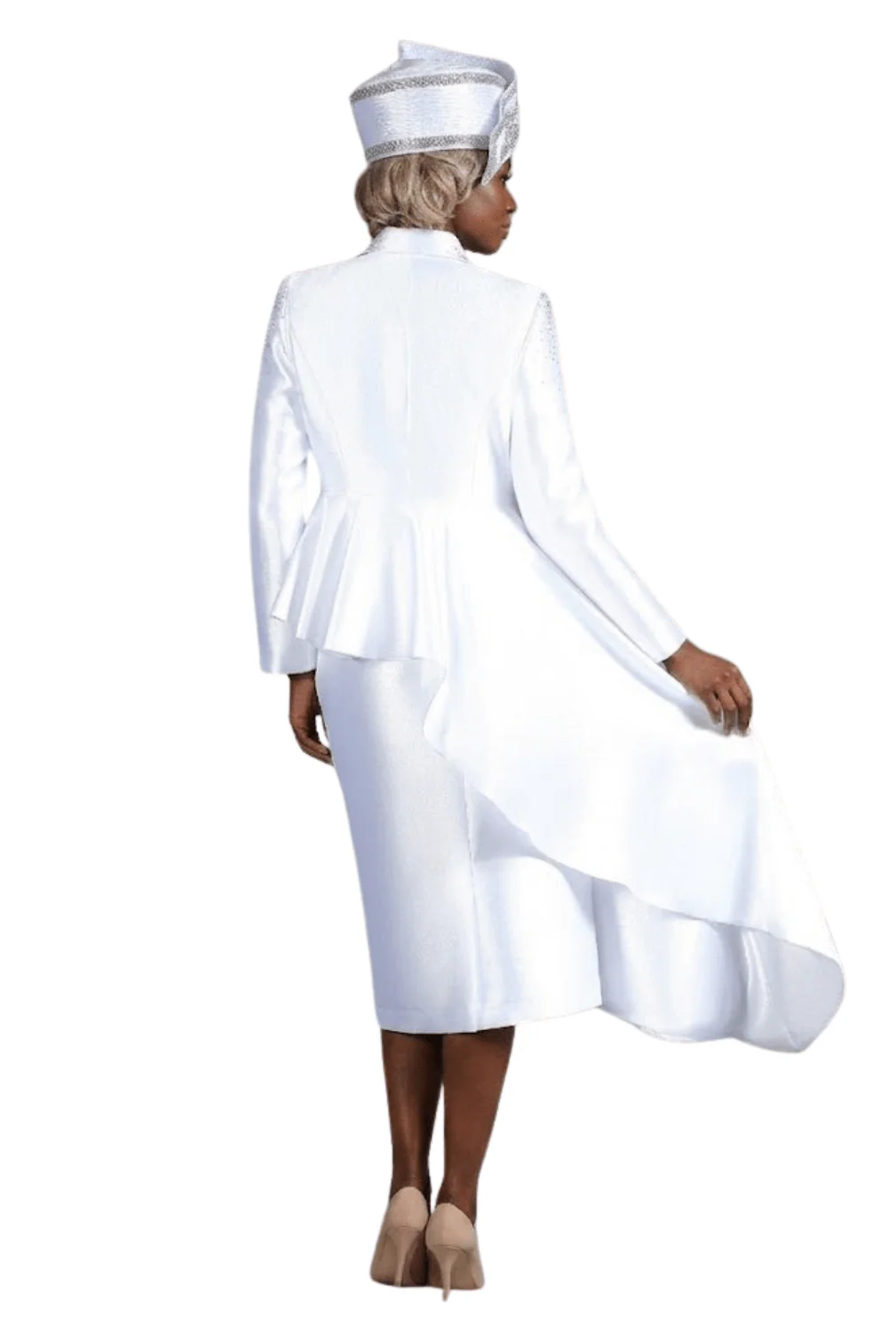 3pc Silky Twl Skt Suit w/ Uneven Rfl Stoned Jkt - Image 3