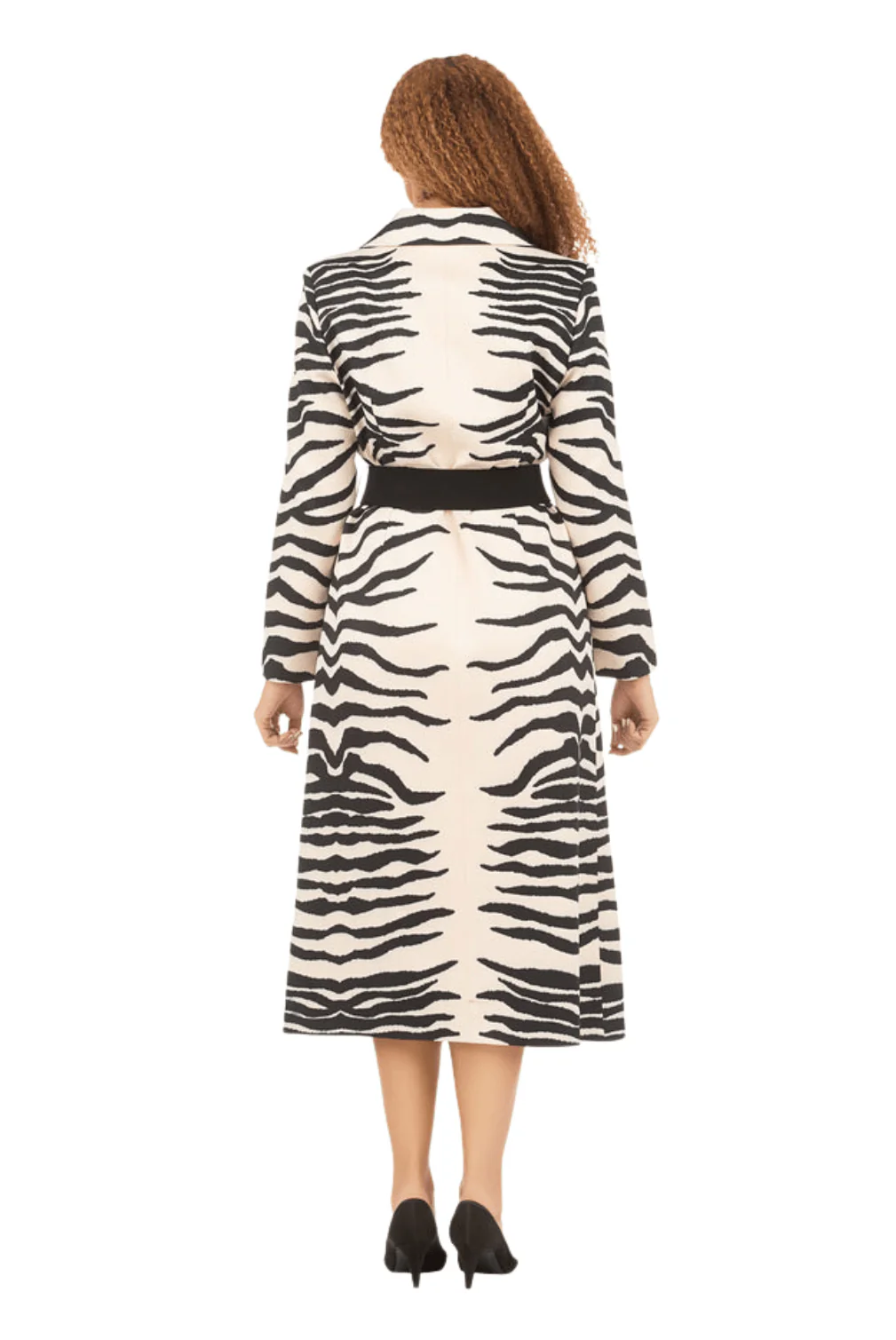 Abstract Print Coat Dress w/ Belt - Image 2