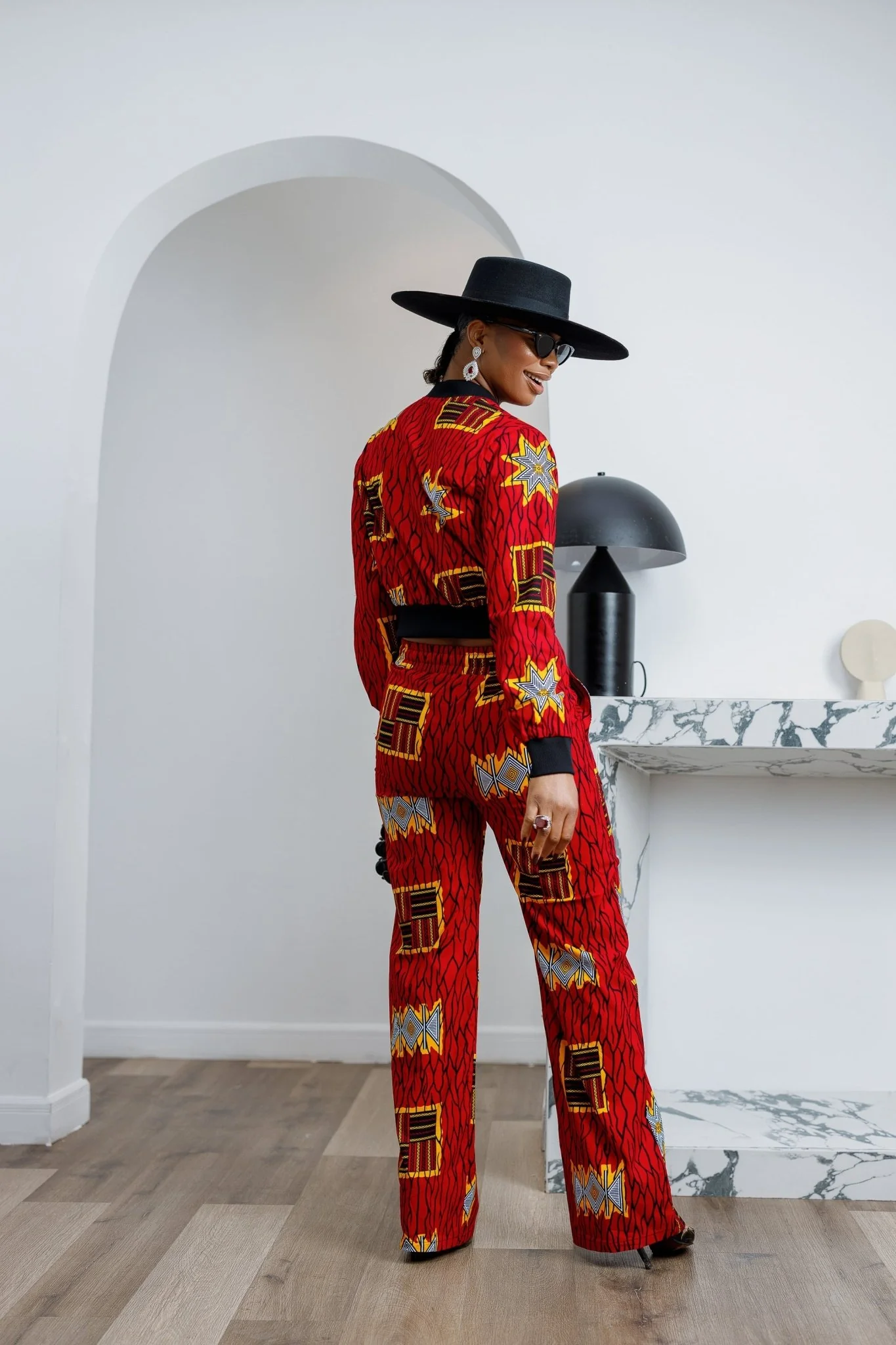ADA AFRICAN PRINT BOMBER SET [RED] - Image 4